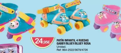 Patin Infantil 4 Ruedas Gabby/ Bluey/ Bluey Rosa