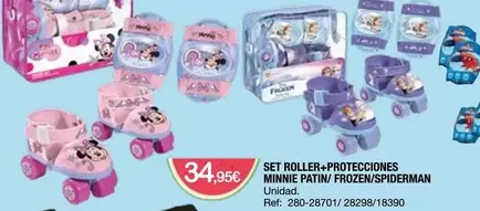 Set Roller + Protecciones Minnie Patin/ Frozen/ Spiderman