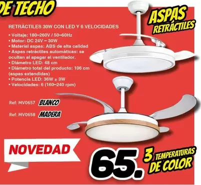 Retractiles 30w Con Led Y 6 Velocidades