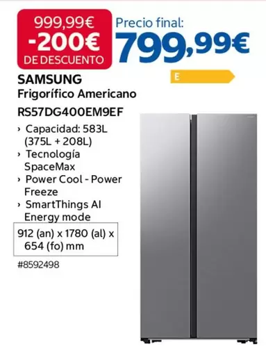 Samsung - Frigorifico Americano RS57DGA00EM9EF