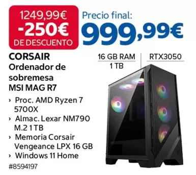 Corsair - Ordenador De Sobremesa Msi Mag R7