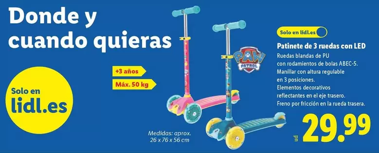 Patinete De 3 Ruedas Con LED