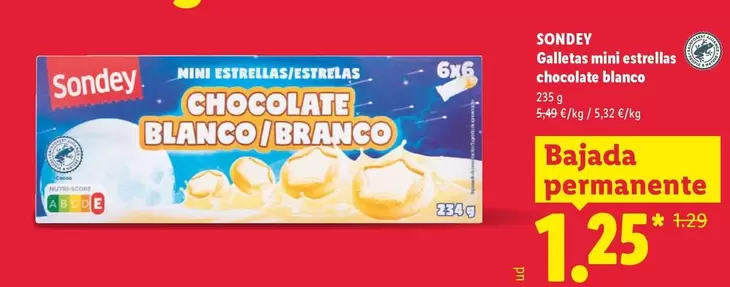Sondey - Galletas Mini Estrellas Chocolate Blanco