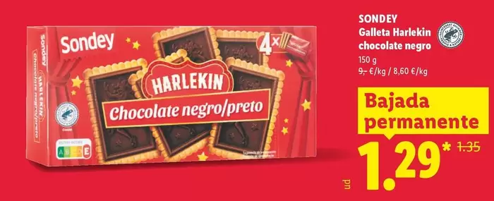 Sondey - Galleta Harlekin Chocolate Negro 