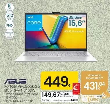 Asus - Portátil VivoBook Go E1504GA-NJ463W