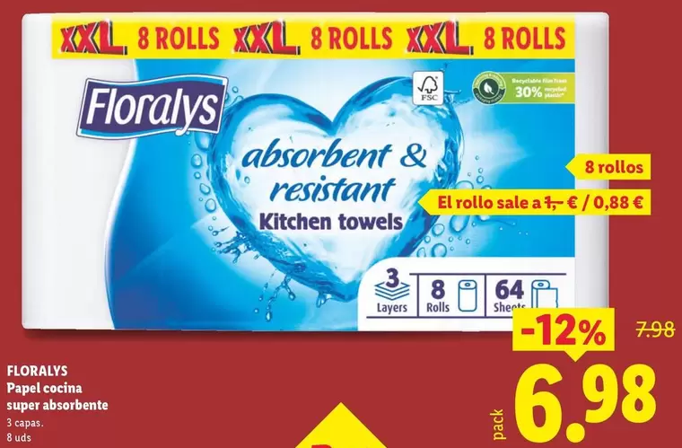 Floralys - Papel Cocina Super Absorbente