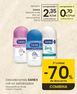 Sanex - Desodorante Roll-On Extracontrol