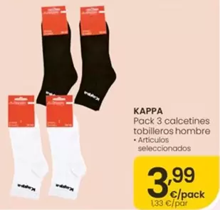 Kappa - Pack 3 Calcetines Tobilleros Hombre