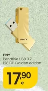 PNY - Pendrive USB 3.2 128 GB Golden Edition
