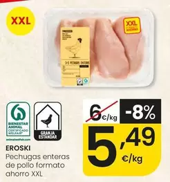Eroski - Pechugas Enteras De Pollo Formato Ahorro Xxl