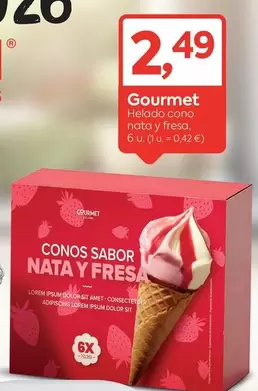 Gourmet - Helado Cono Nata Y Fresa