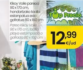 Pareo Kikoy Voile 90 X 170 Cm, Toalla Playa Estampada O Gofrada 80 X 160 Cm