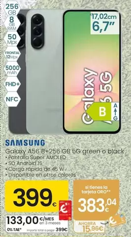 Samsung - Galaxy A56 5G Green O Black