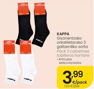 Kappa - Pack 3 Calcetines Tobilleros Hombre