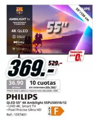 Philips - Qled 55" 4k Amblight 55pus8505/12