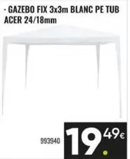 Acer - Gazebo Fix 3x3m Blanc Pe Tub