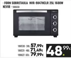 Nevir - Forn Sobretaula NVR-9847HCLR 25L 1600W
