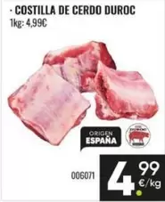 Costilla De Cerdo Duroc Origen España