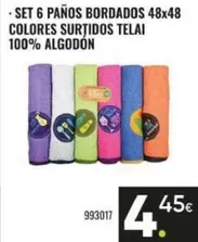 Telai - Set 6 Panos Bordados 48x48 Colores Surtidos 100% Algodón
