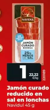 Navidul - Jamón Curado Reducido En Sal En Lonchas 