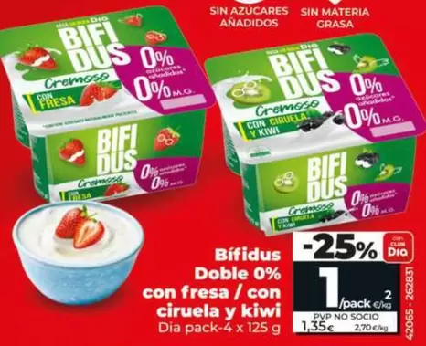 Dia - Bífidus Doble 0% Con Fresa/Con Ciruela Y Kiwi