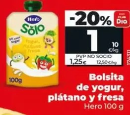 Hero - Bolsita De Yogur, Platano Y Fresa 