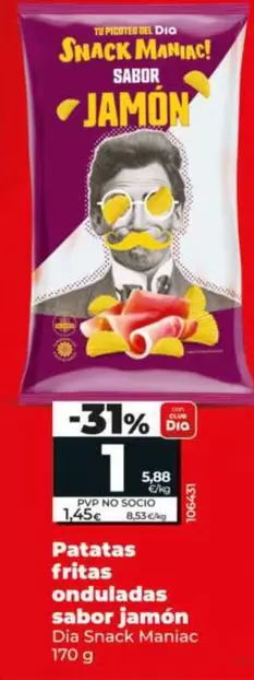 Dia Snack Maniac - Patatas Fritas Onduladas Sabor Jamon