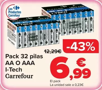 Carrefour - Pack 32 Pilas AA O AAA I-Tech 