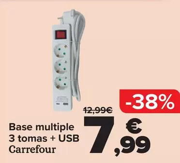 Carrefour - Base Multiple 3 Tomas + USB