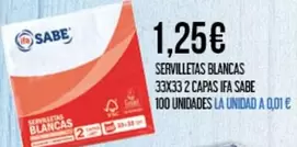 ifa sabe - Servilletas Blancas 33x33 2 Capas