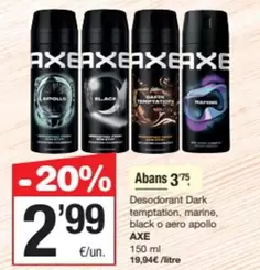 Axe - Desodorant Dark Temptation, Marine, Black O Aero Apollo
