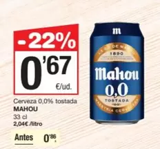 Mahou - Cerveza 0,0% Tostada