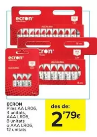 Ecron - Piles AA LR06, 4 Unitats, AAA LR06, 8 Unitats O AAA LR06, 12 Unitats 