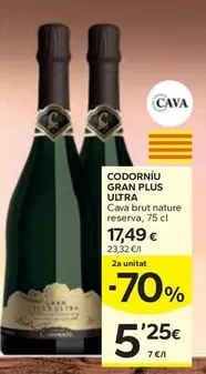 Codorníu Gran Plus Ultra - Cava Brut Nature Reserva