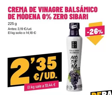 sibari - Crema De Vinagre Balsamico De Modena 0% Zero