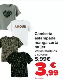Camiseta Estampada Manga Corta Mujer