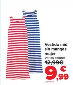 Vestido Midi Sin Mangas Mujer