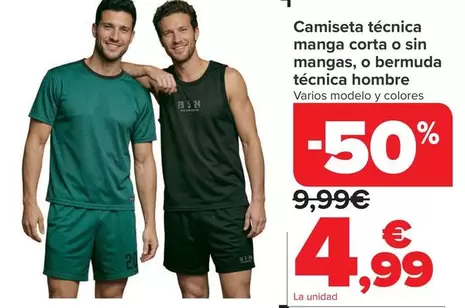 Camiseta Tecnica Manga Corta O Sin Mangas O Bermuda Tecnica Hombre
