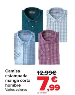 Camisa Estampada Manga Corta Hombre