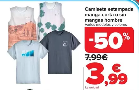 Camiseta Estampada Manga Corta O Sin Mangas Hombre