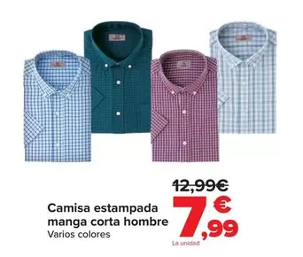 Camisa Estampada Manga Corta Hombre