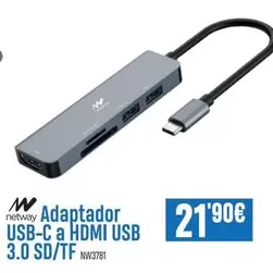 Netway - Adaptador USB-C A HDMI USB 3.0 SD/TF