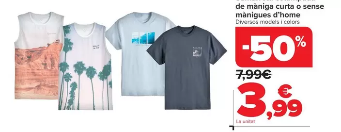 Camiseta Estampada Manga Corta O Sin Mangas Hombre