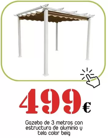 Gazebo De 3 Metros Con Estructura De Aluminio Y Tela Color Beig