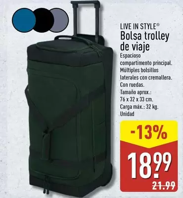 Aldi - Live In Style Bolsa Trolley De Viaje