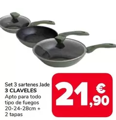 3 Claveles - Set 3 Sartenes Jade