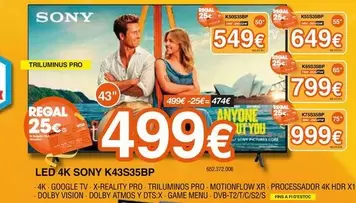 Sony - LED 43" 4K K43S35BP