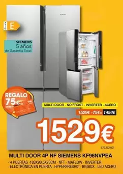 Siemens - Multi Door No Frost Inverter Acero 4P NF KF96NVPEA