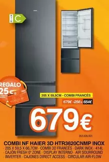 Haier - Combi Francés NF 3D HTR3620CNMP Inox