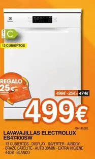 Electrolux - Lavavajillas ES47400SW